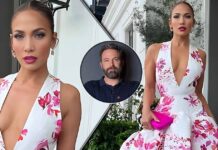 Jennifer Lopez Stuns In A Corsety Foral Gown With A Plunging Neckline & Showing Off Her Assets, Served Princessy Vibes - Belle Is That You?