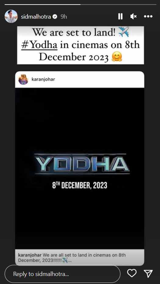 Sidharth Malhotra-starrer ‘Yodha’ to hit the big screen a week early on Dec 8