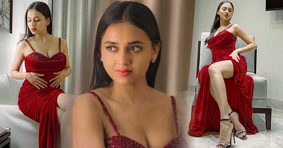 Tejasswi Prakash Once Captivated The Internet By Flaunting Her Busty Assets & Toned Legs In A Sensual Low-Cut Red Gown - Doesn’t She Look As Spicy As A Hot Chilly!