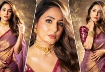 Hina Khan 'Looks Like A Wow" As She Brings Diwali Fashion Game Earlier By Draping Herself In A Magenta-Hued Six Yards Of Beauty